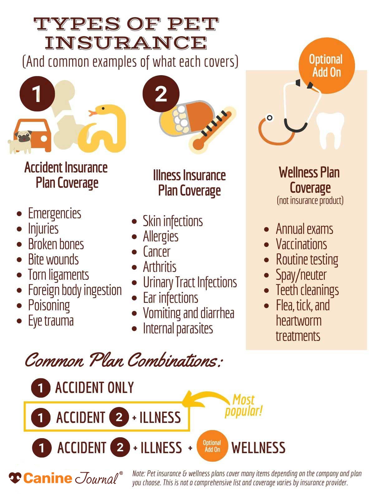 Types of pet insurance graphic.